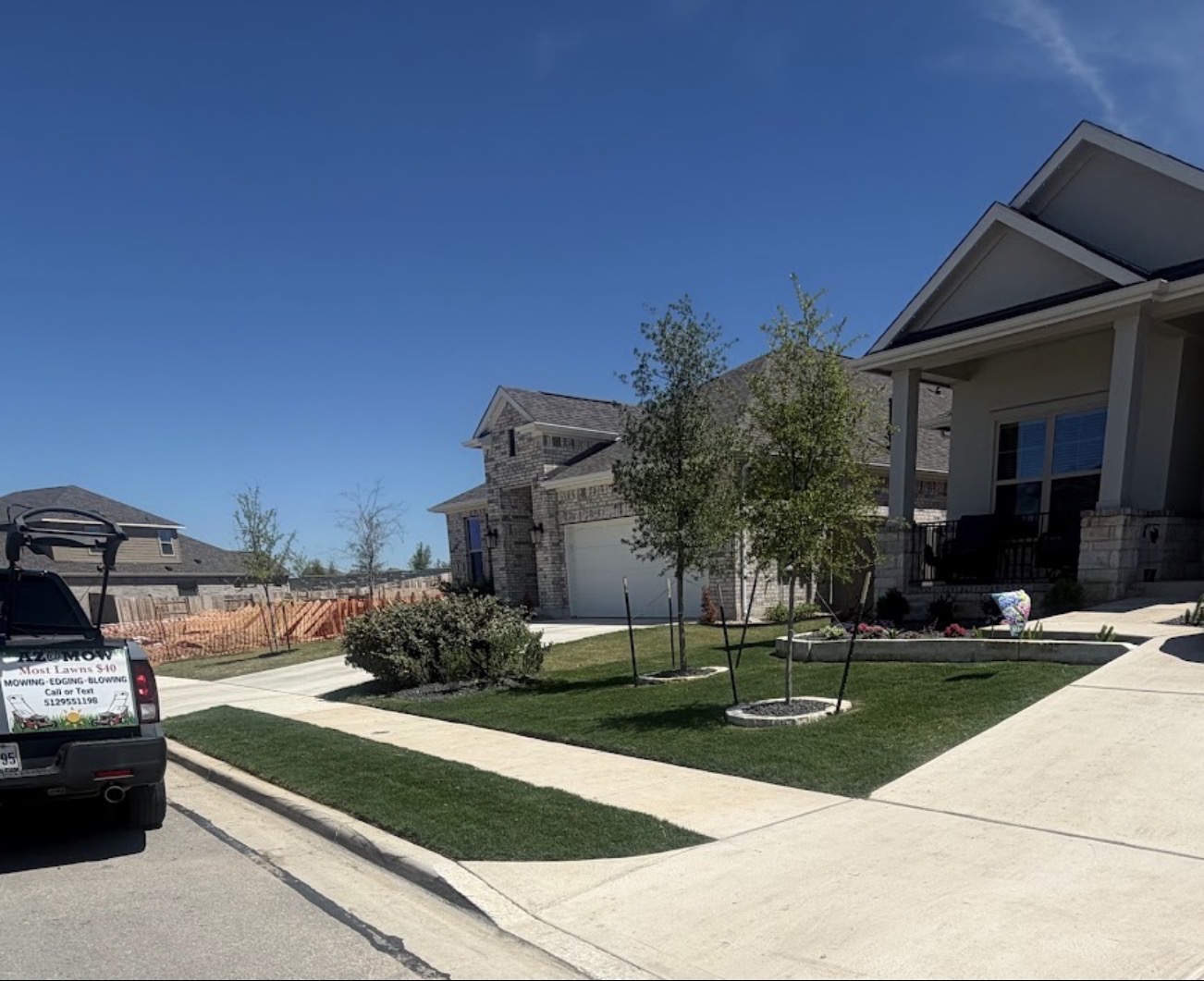 Freshly maintained front lawn